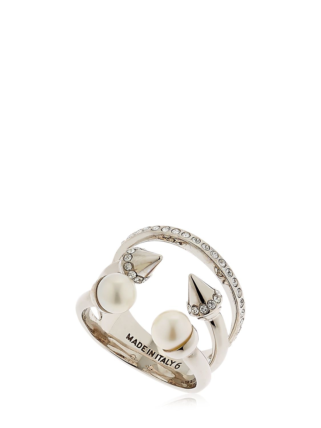 Vita Fede Ultra Mini Titan Ring In Silver/pearl