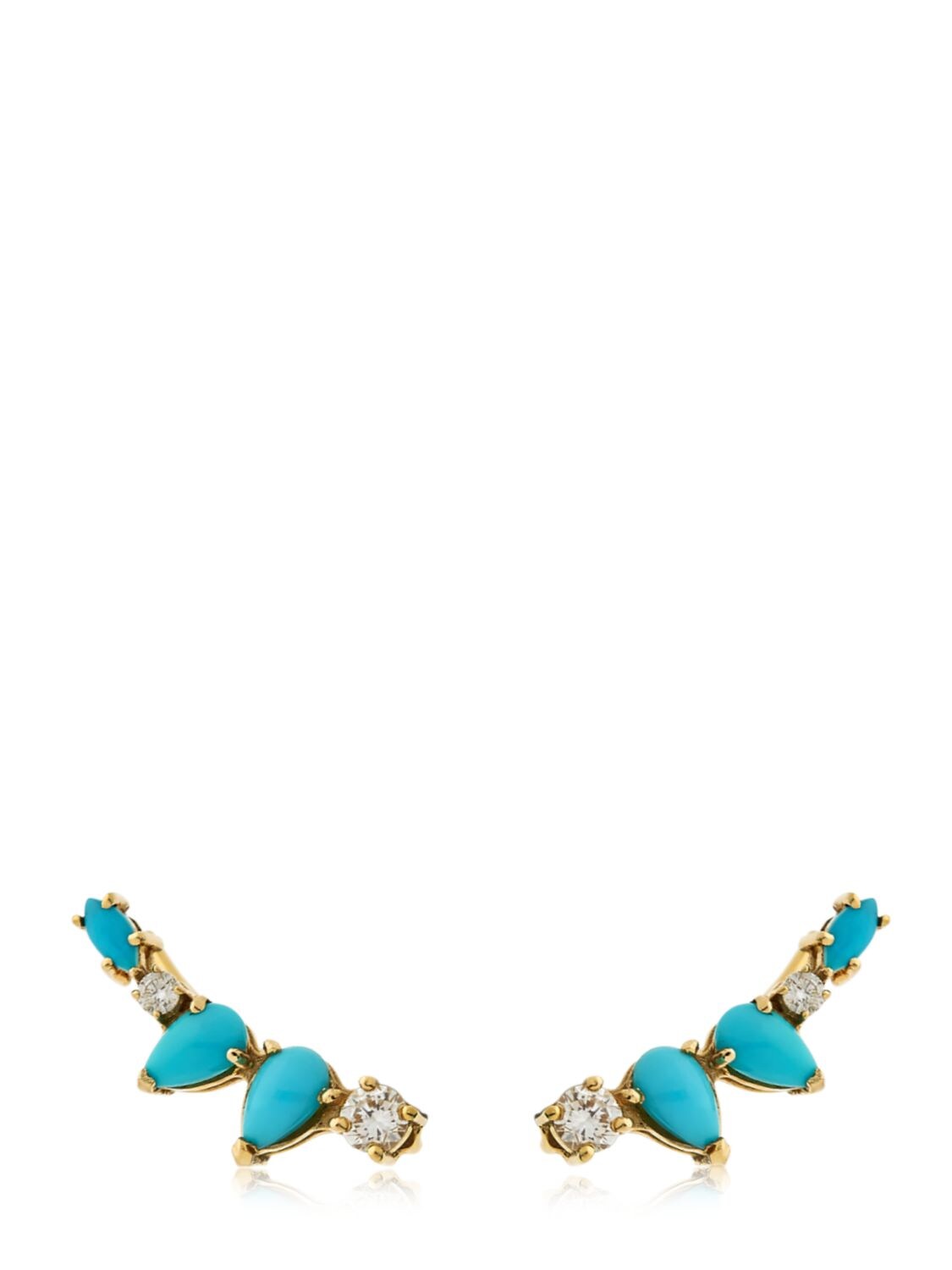 Turquoise Diamond Cluster Earrings