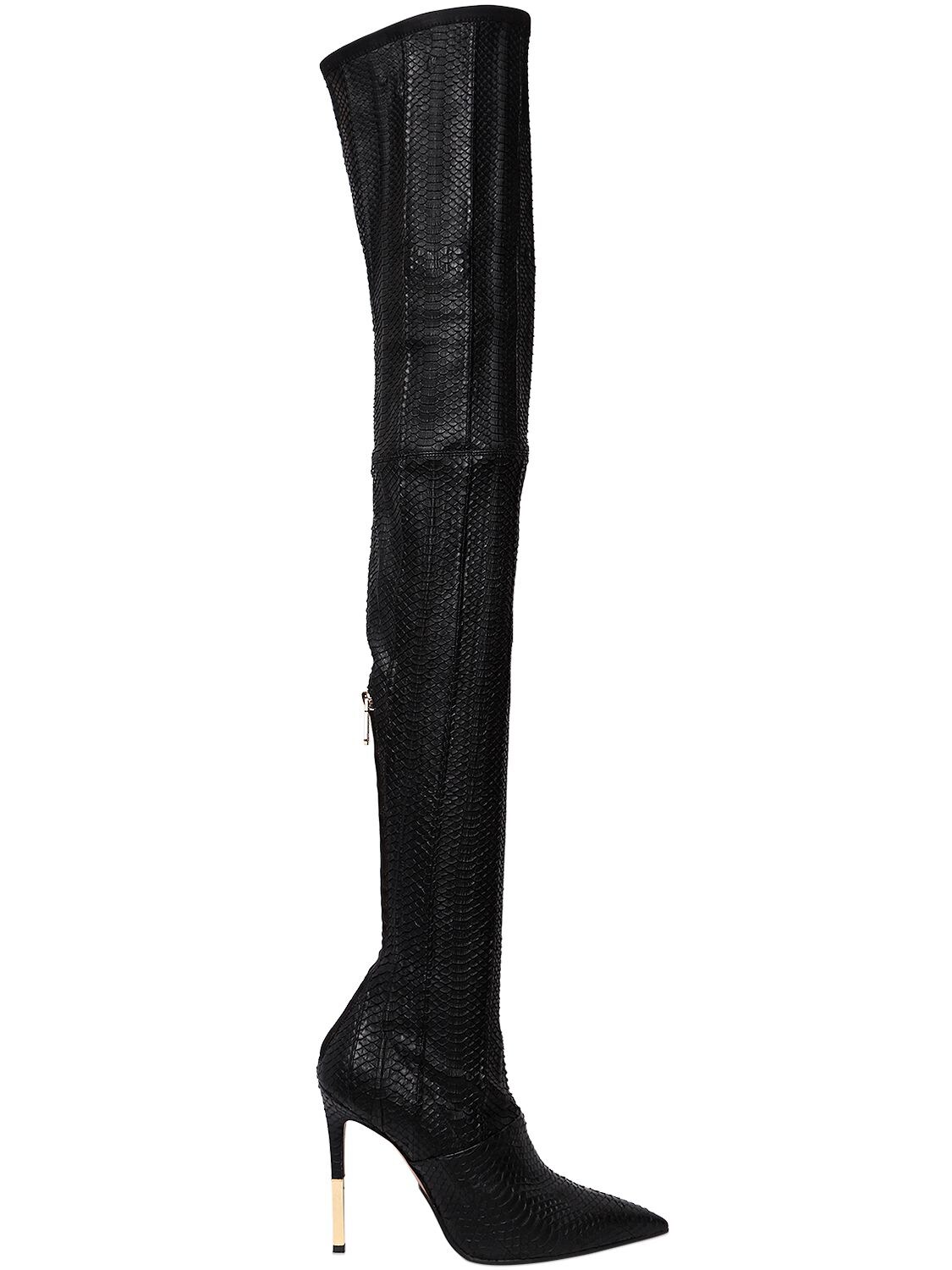 Balmain 115mm Amazone Water Snake Boots In Black