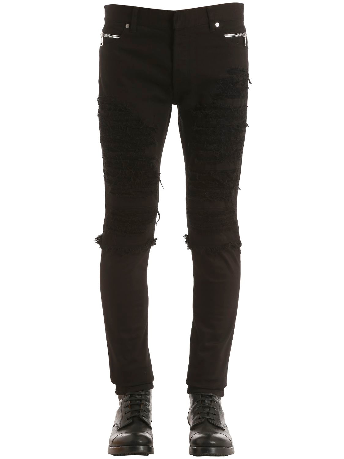 15cm Zip Destroy Denim & Jersey Jeans