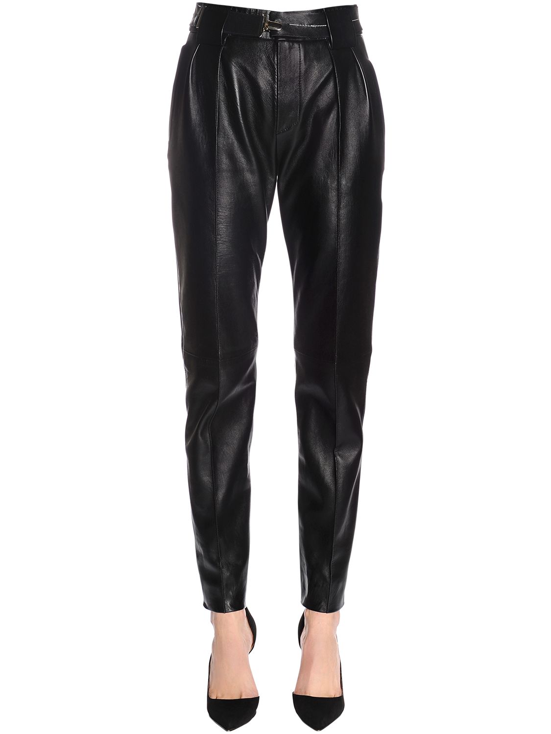 mugler leather pants