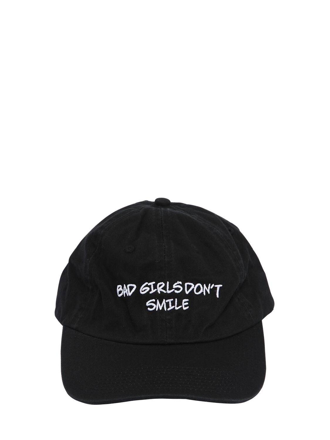 Nasaseasons Bad Girls Don't Smile Embroidered Hat In Black