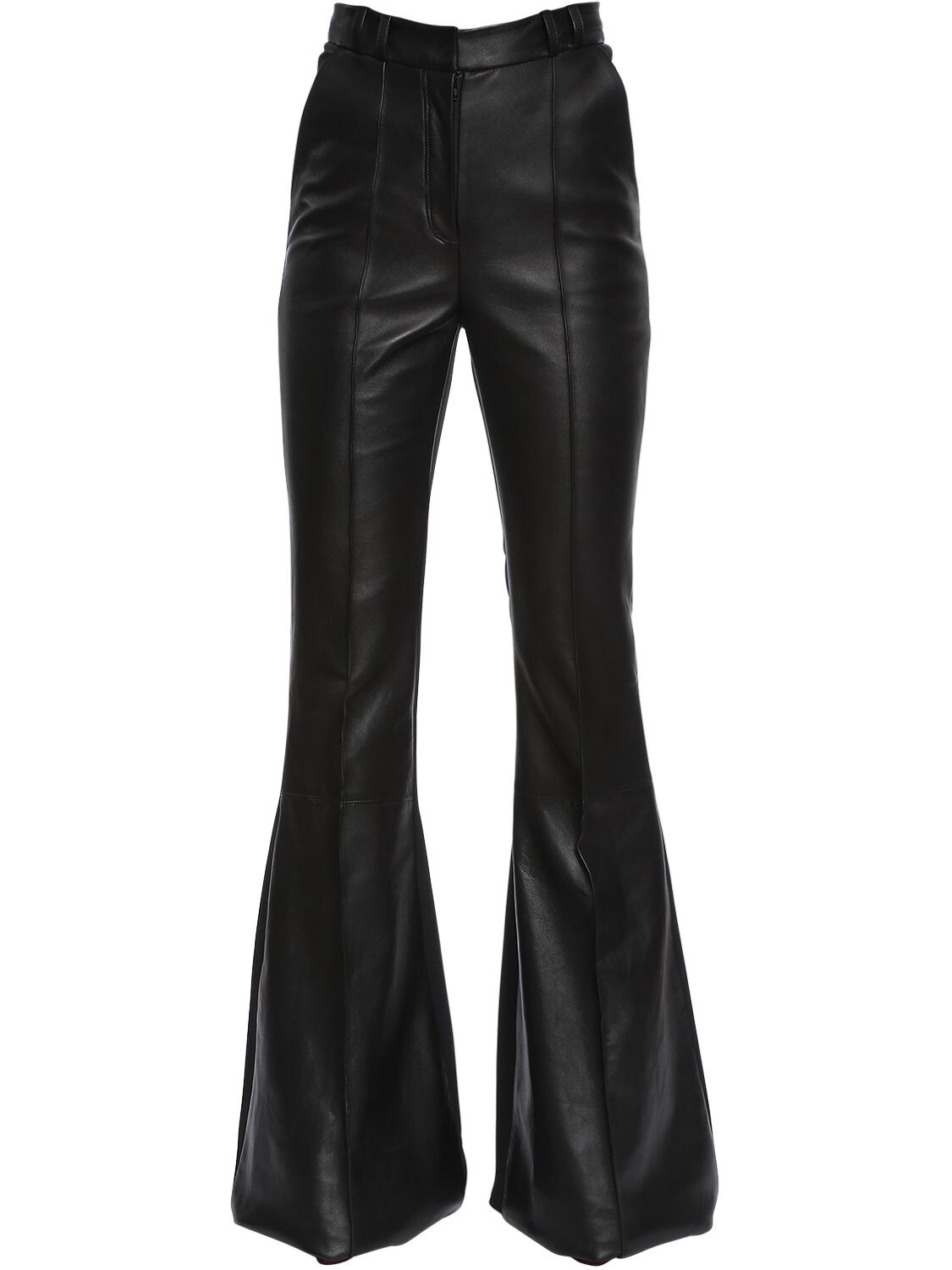 David Koma Flared Leather & Stretch Cady Pants In Black