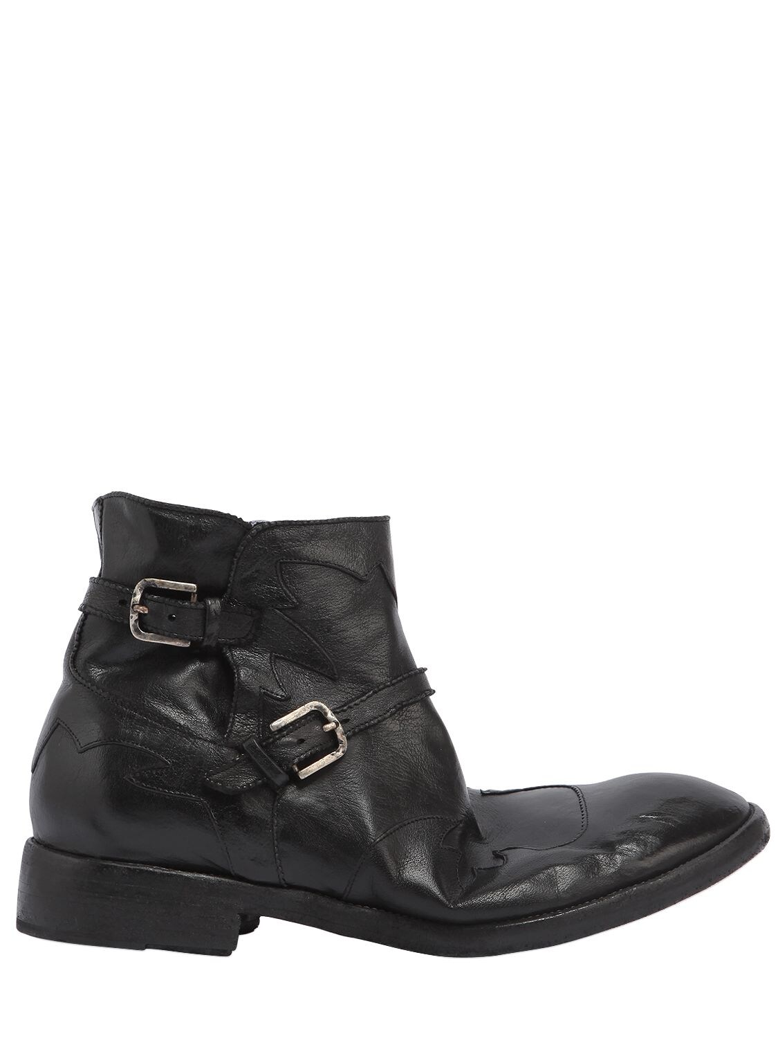 Ink Shoes Cowboy Leather Ankle Boots In Black