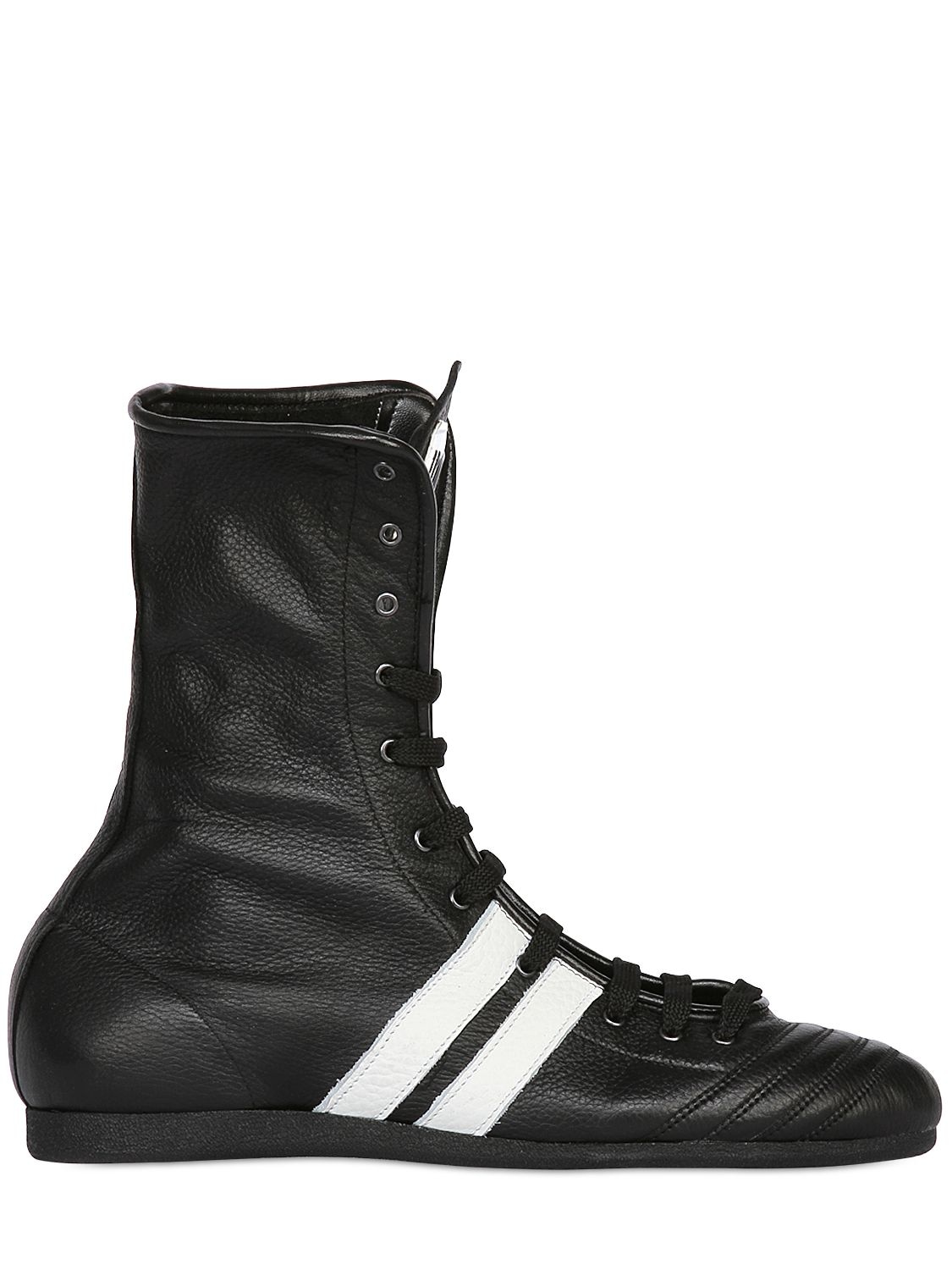Leone 1947 Handmade Leather Boxing Boots In Black