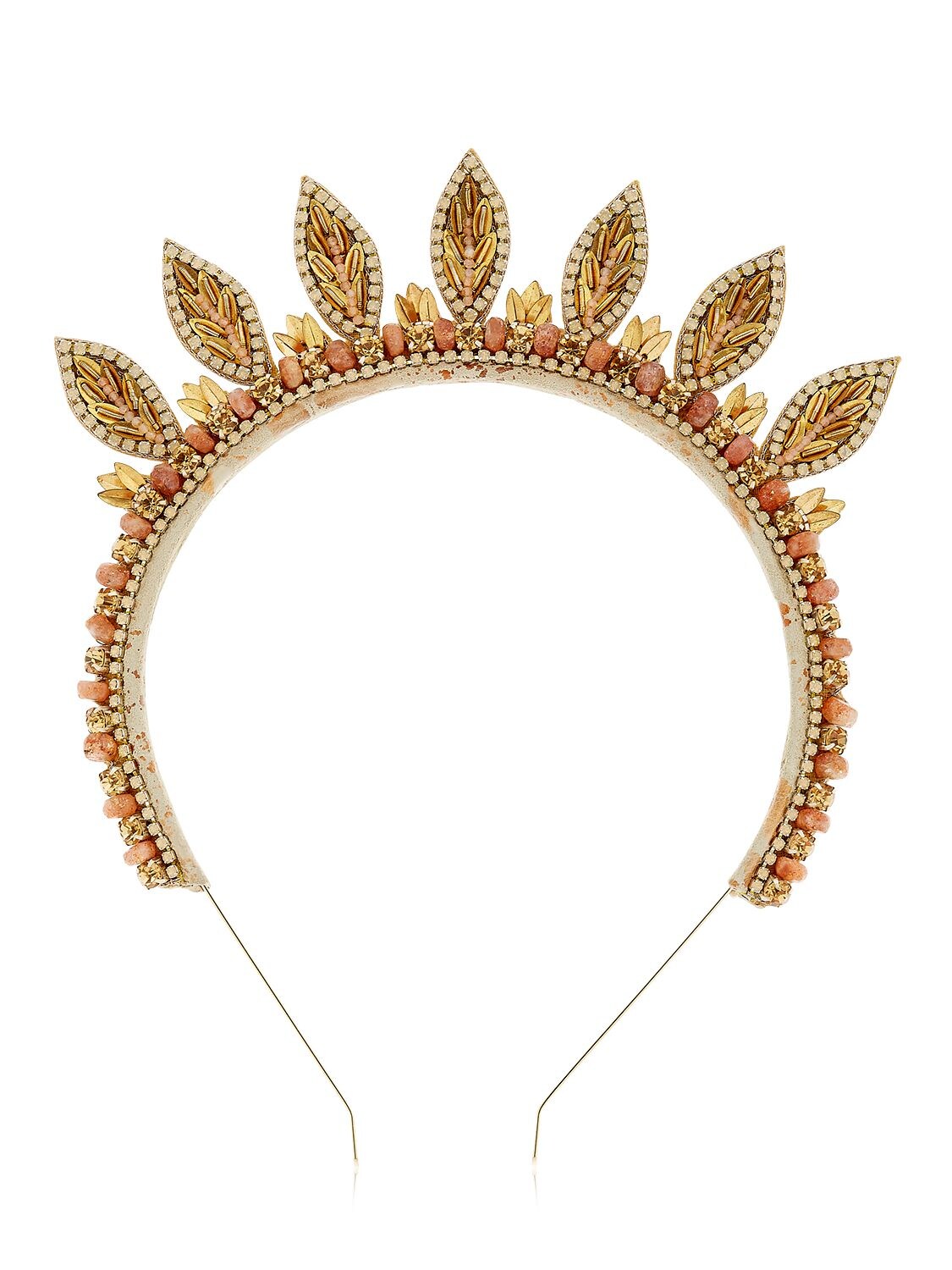 Deepa Gurnani Leaves Embellished Headband In Gold