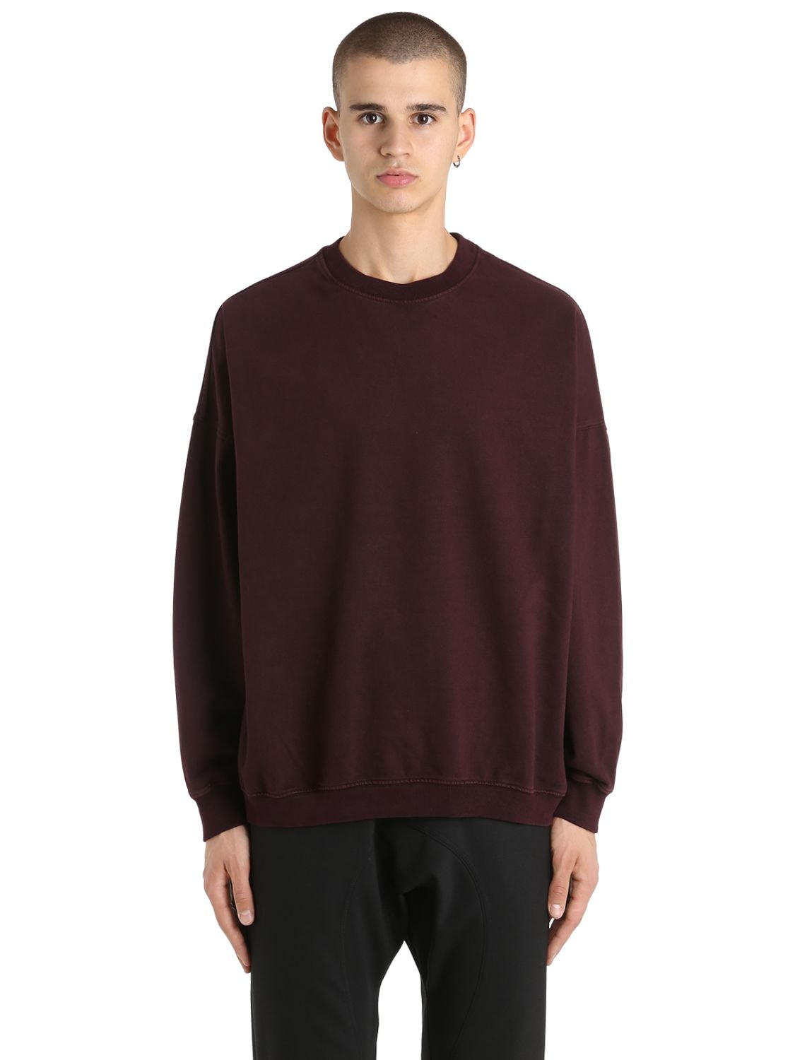 Yeezy Crewneck Cotton Sweatshirt In Bordeaux