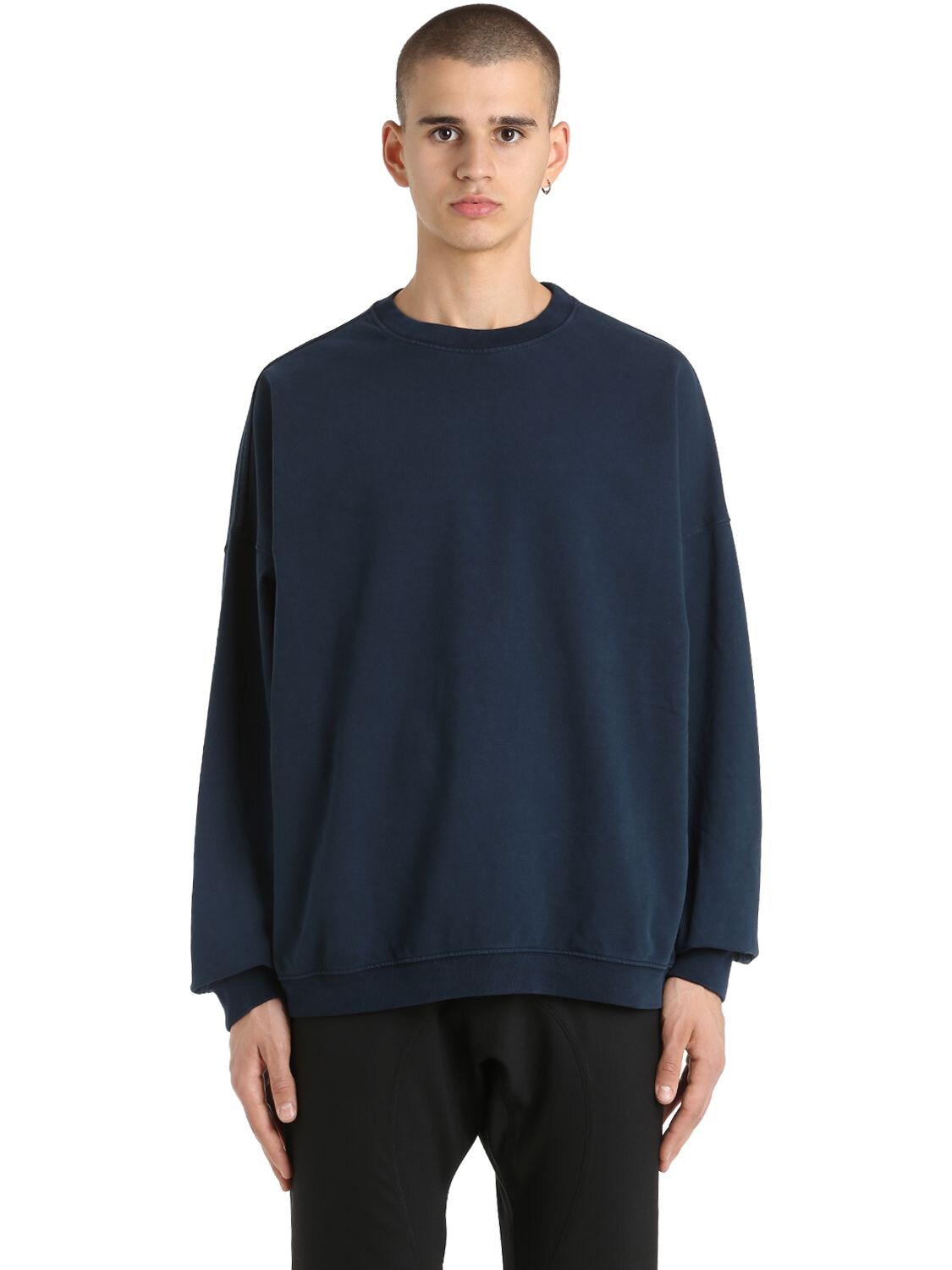 Yeezy Crewneck Cotton Sweatshirt In Blue