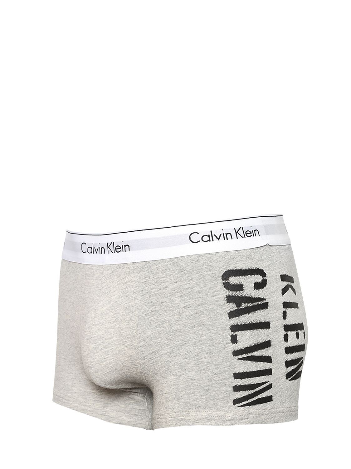 Calvin Klein Underwear Stencil Logo Stretch Cotton Boxer Briefs In Grey