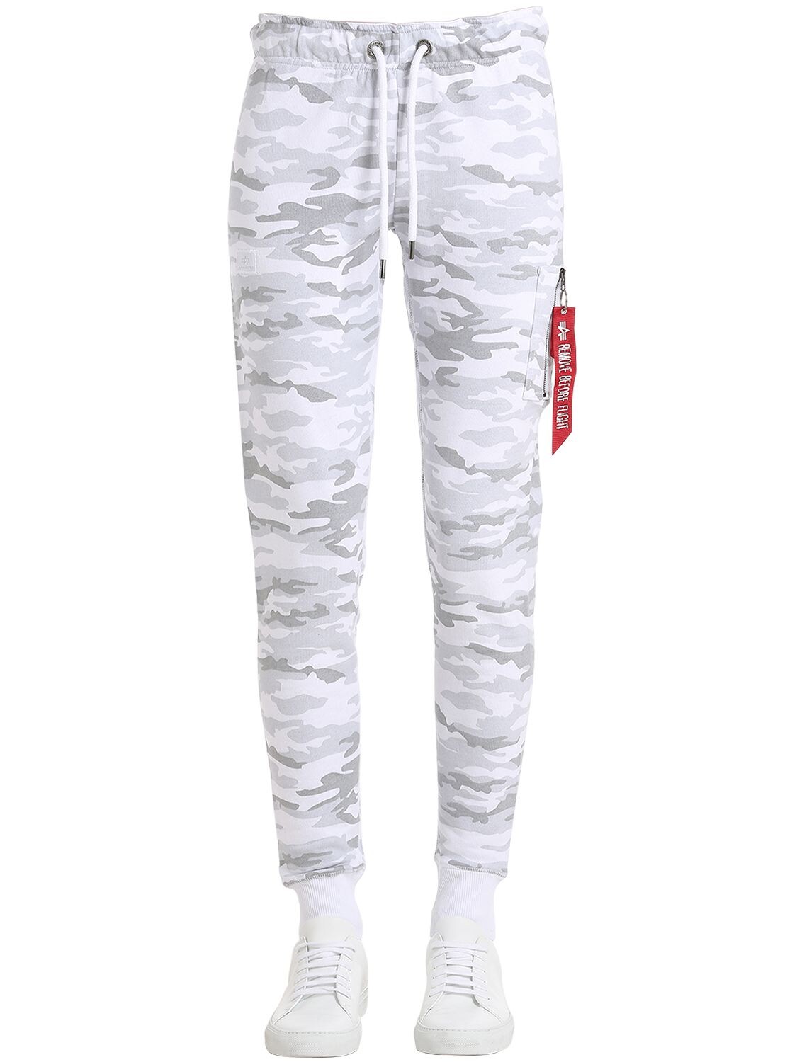 Alpha Industries Camouflage Sweatpants W/ Pocket In White/grey