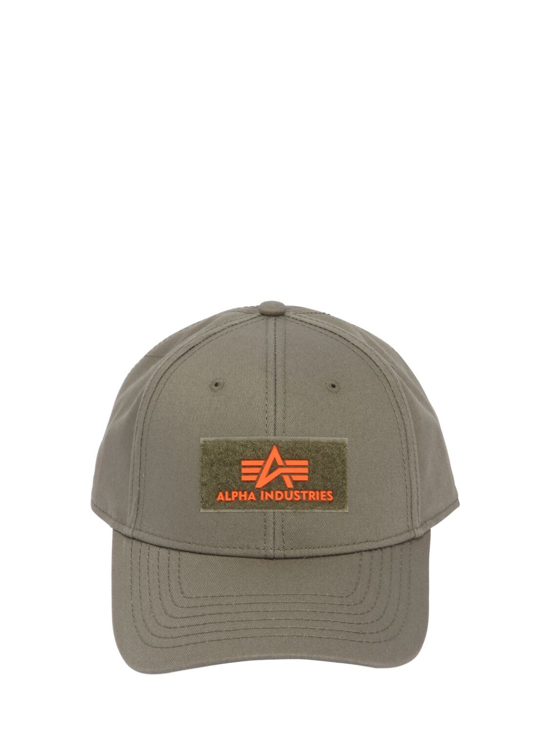Alpha Industries Rubber Logo Patch Cotton Hat In Dark Green