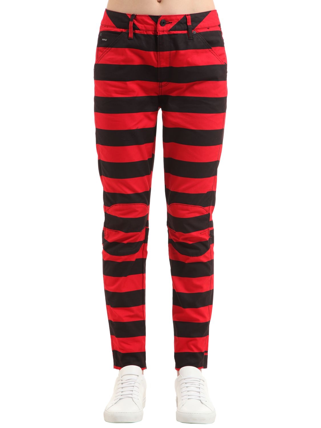 G-star By Pharrell Williams Elwood Prison Stripe Denim Jeans In Red/black