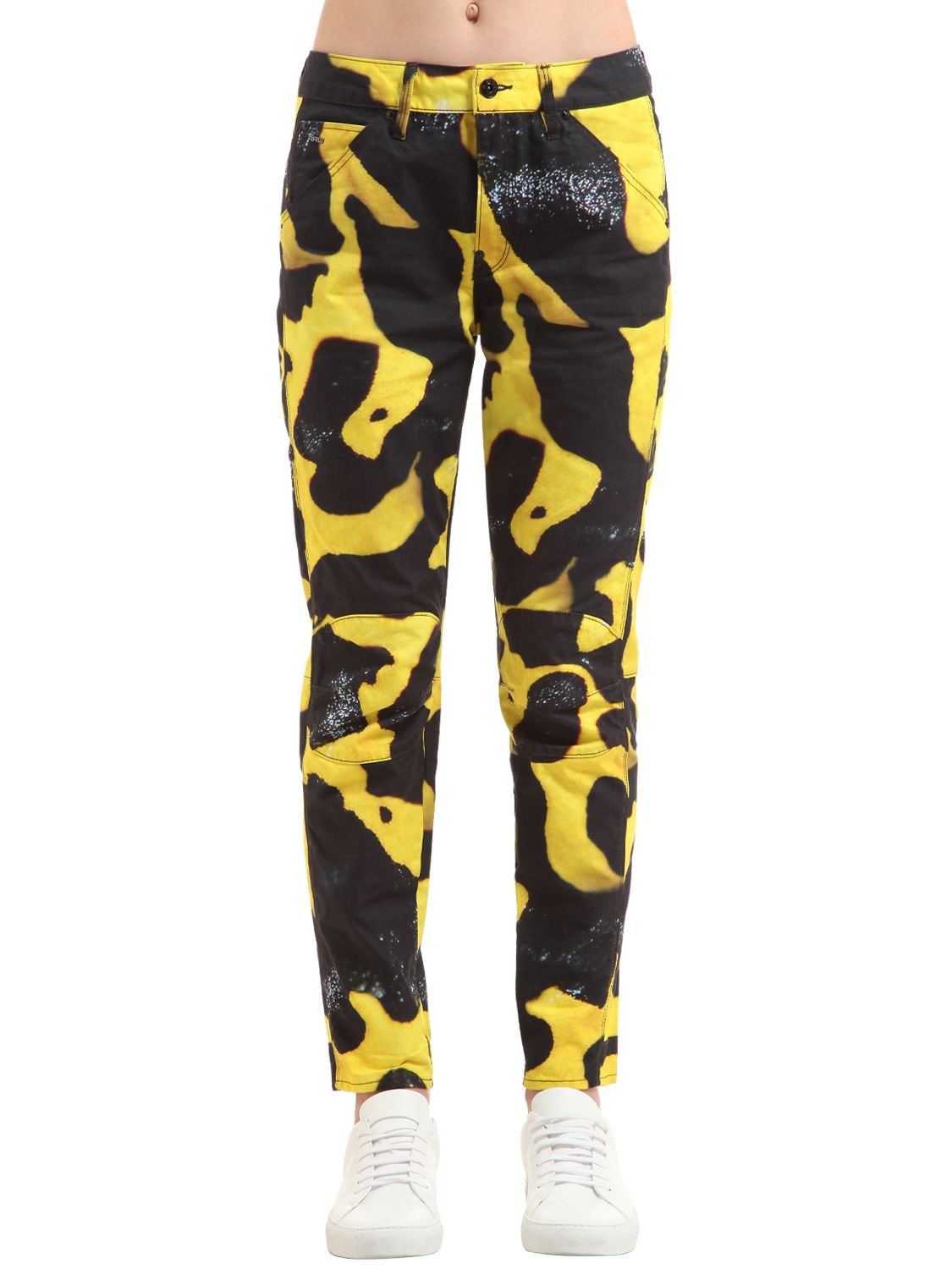 G-star By Pharrell Williams Elwood Bumblebee Poison Frog Print Jeans In Black/yellow
