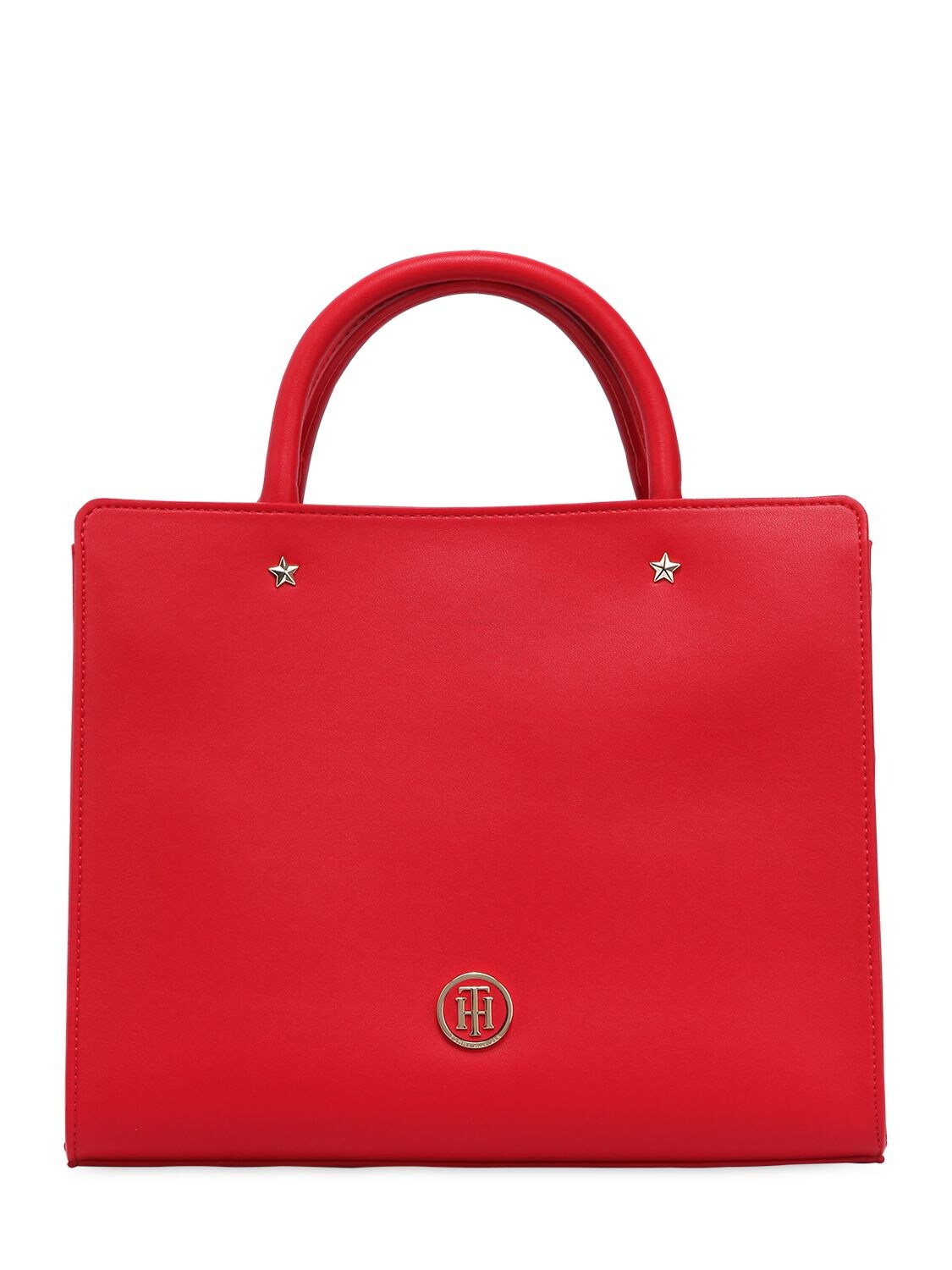 Tommy Hilfiger Saffiano Faux Leather Top Handle Bag In Red