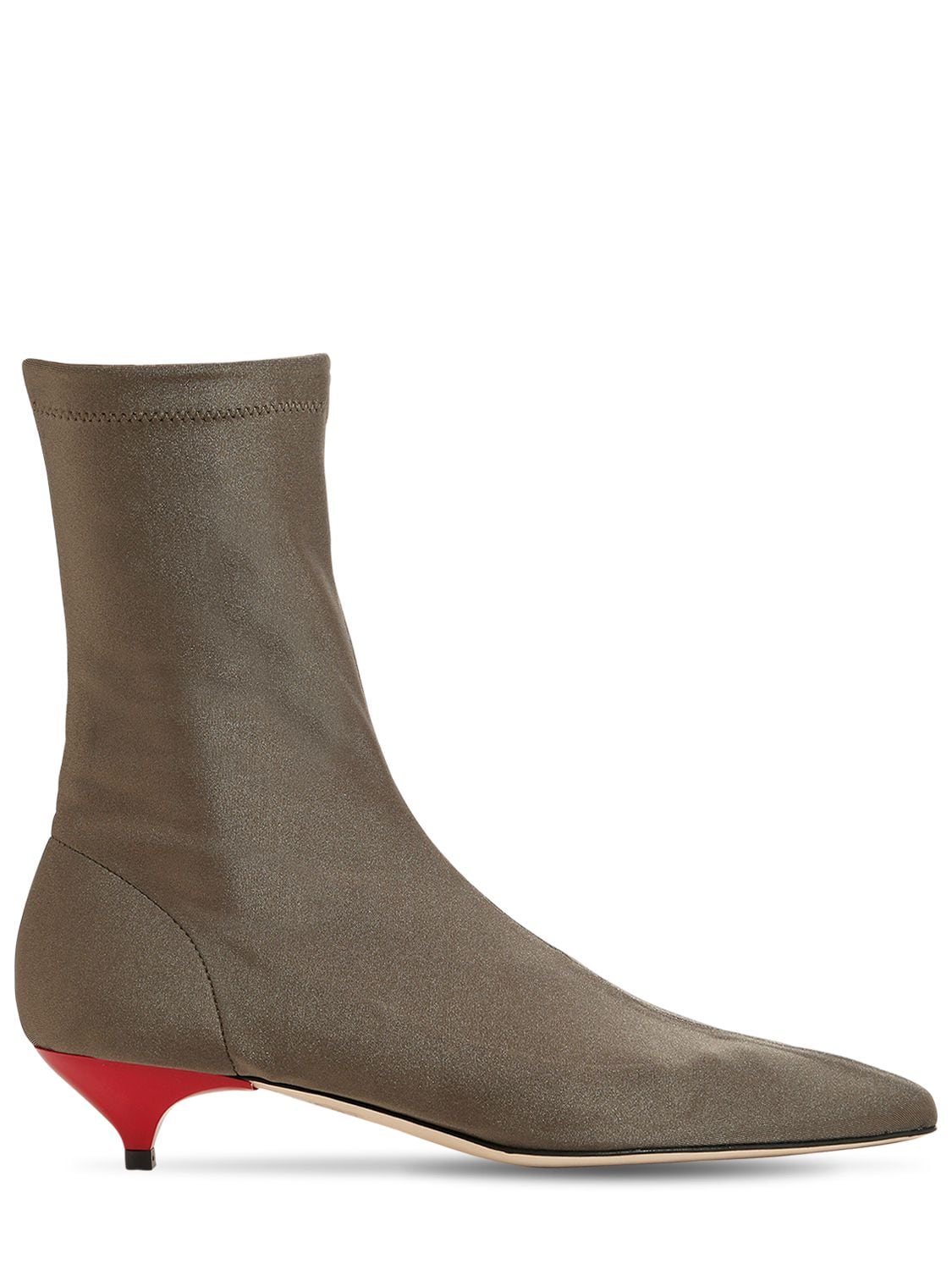 Gia Couture 35mm Stretch Knit Sock Ankle Boots In Khaki