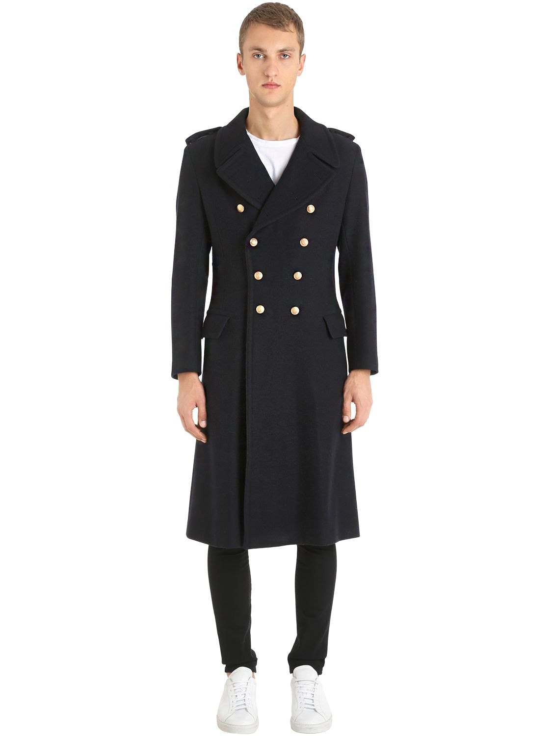 KENT & CURWEN DOUBLE BREASTED MILITARY WOOL COAT 66IWBR002-Mzg1