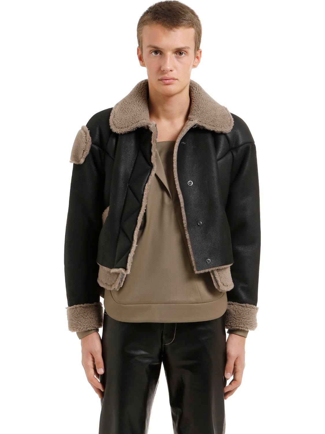 Vejas Cropped Shearling Jacket In Brown