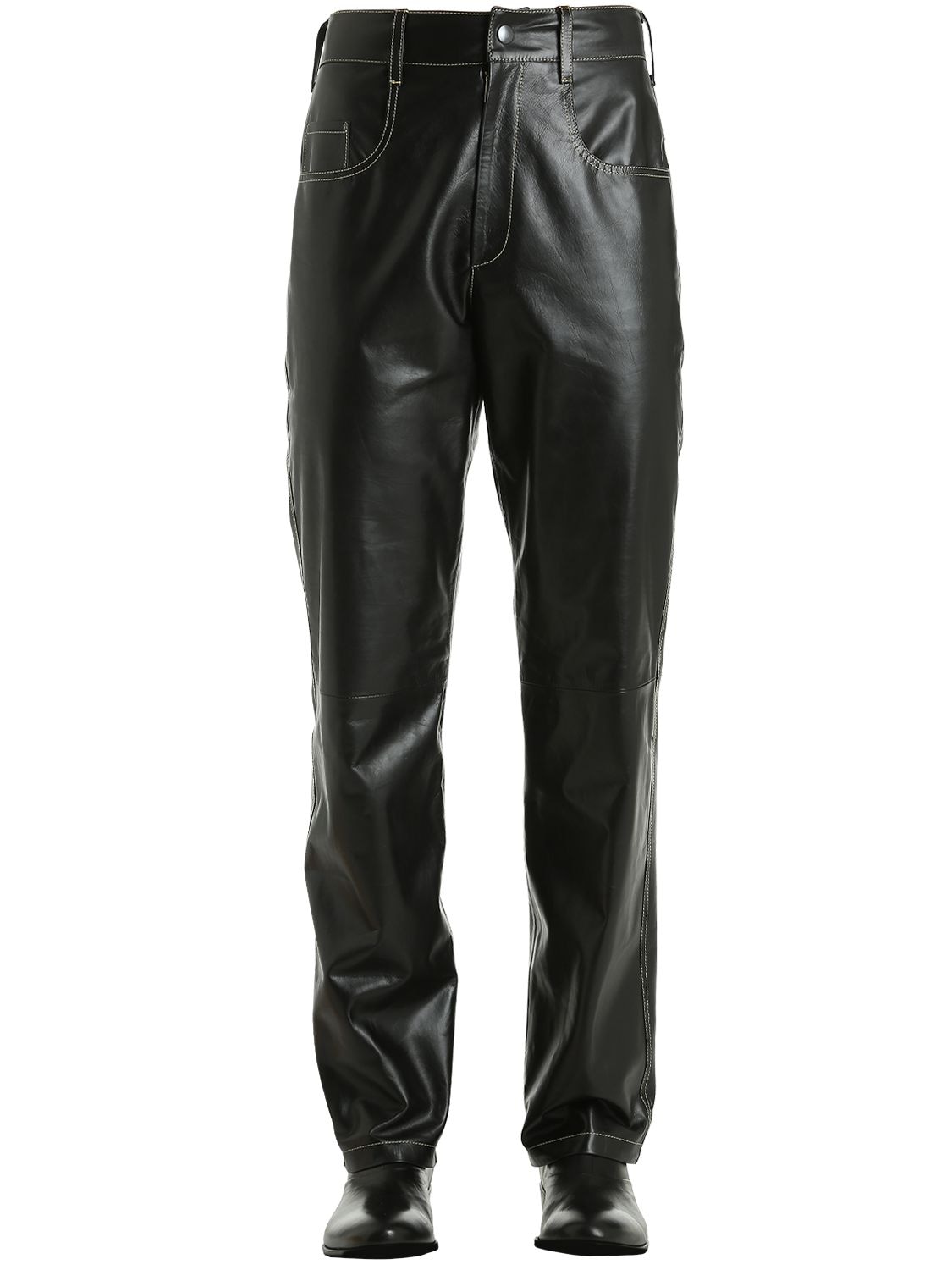 Leather Pants W/ Contrasting Stitching
