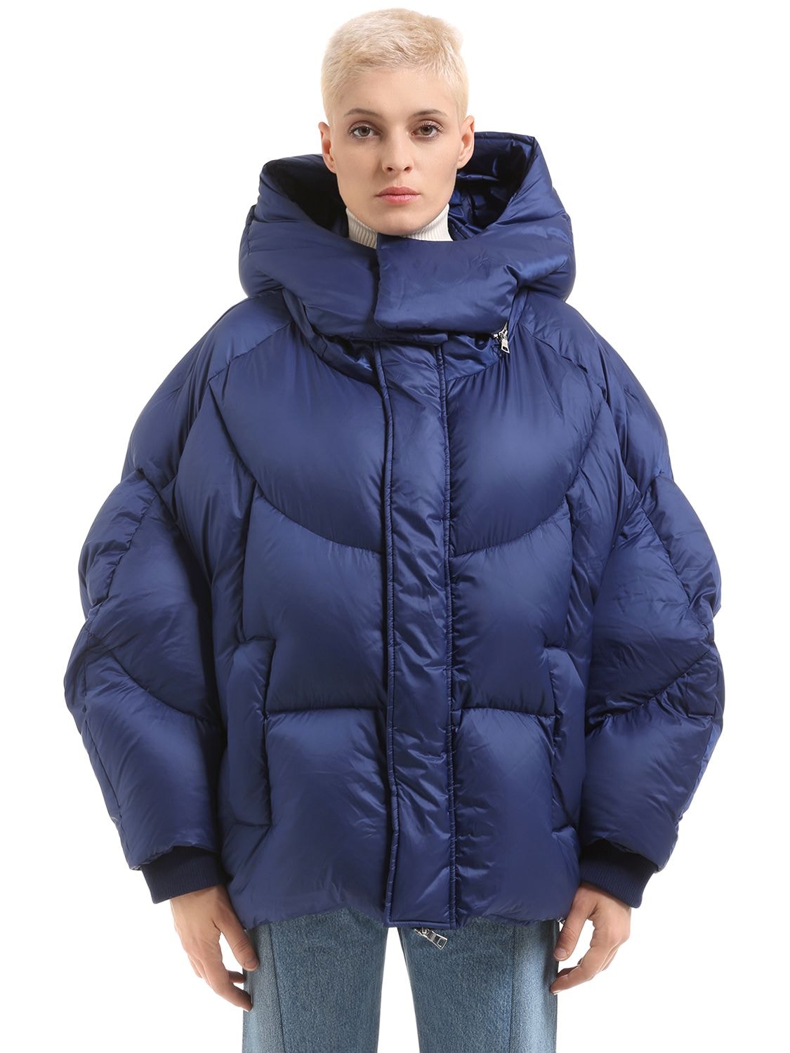 Chen Peng Oversized Hooded Puffer Down Jacket In Navy