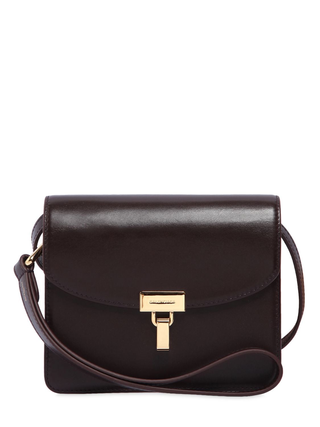 Balenciaga Lock Leather Shoulder Bag In Brown