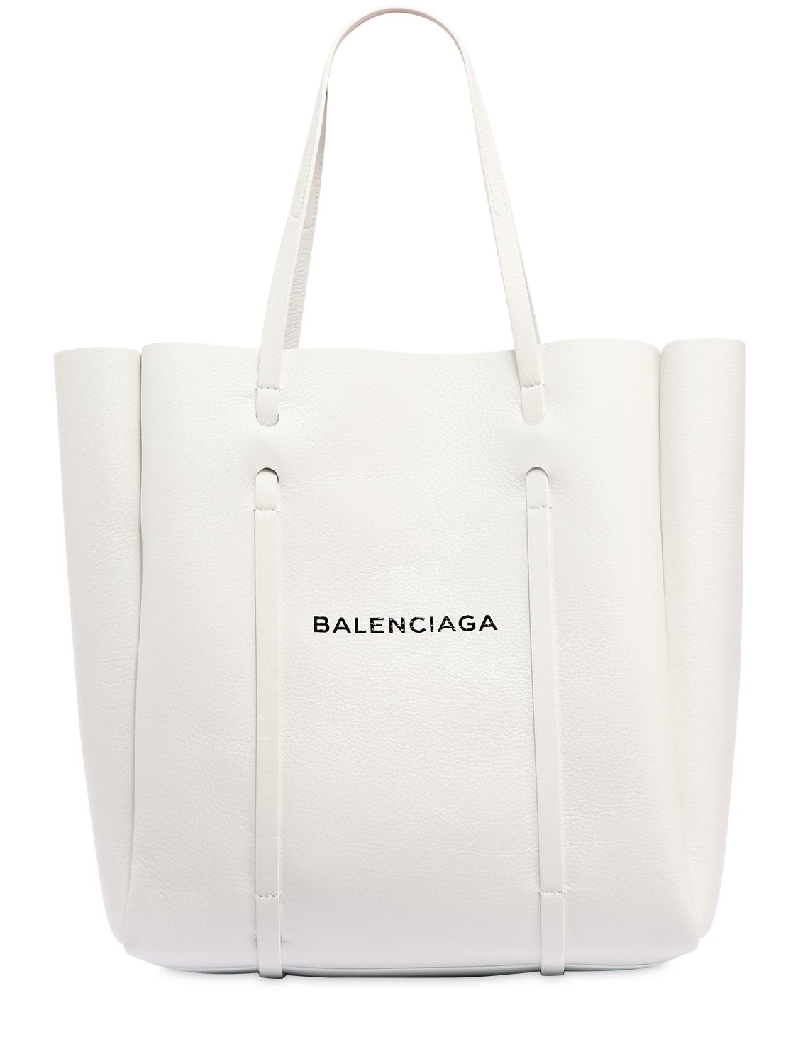 Balenciaga Everyday Small Leather Logo Tote Bag In White | ModeSens