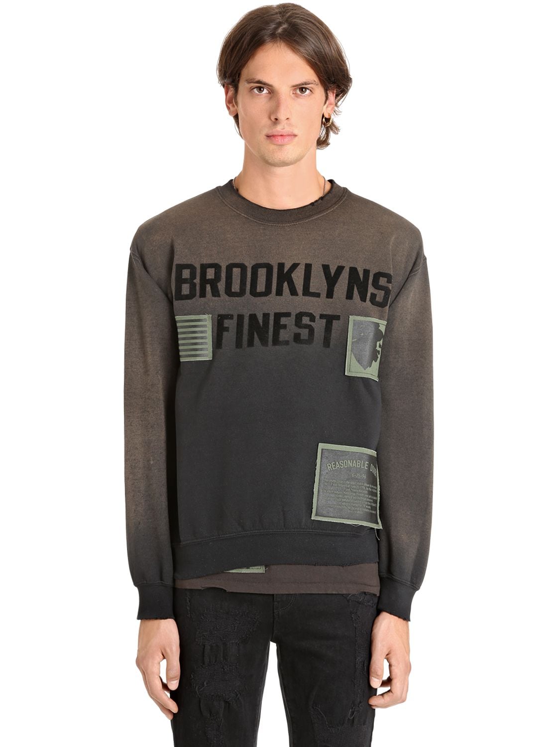 Madeworn Brooklyns Finest Cotton Sweatshirt In Black