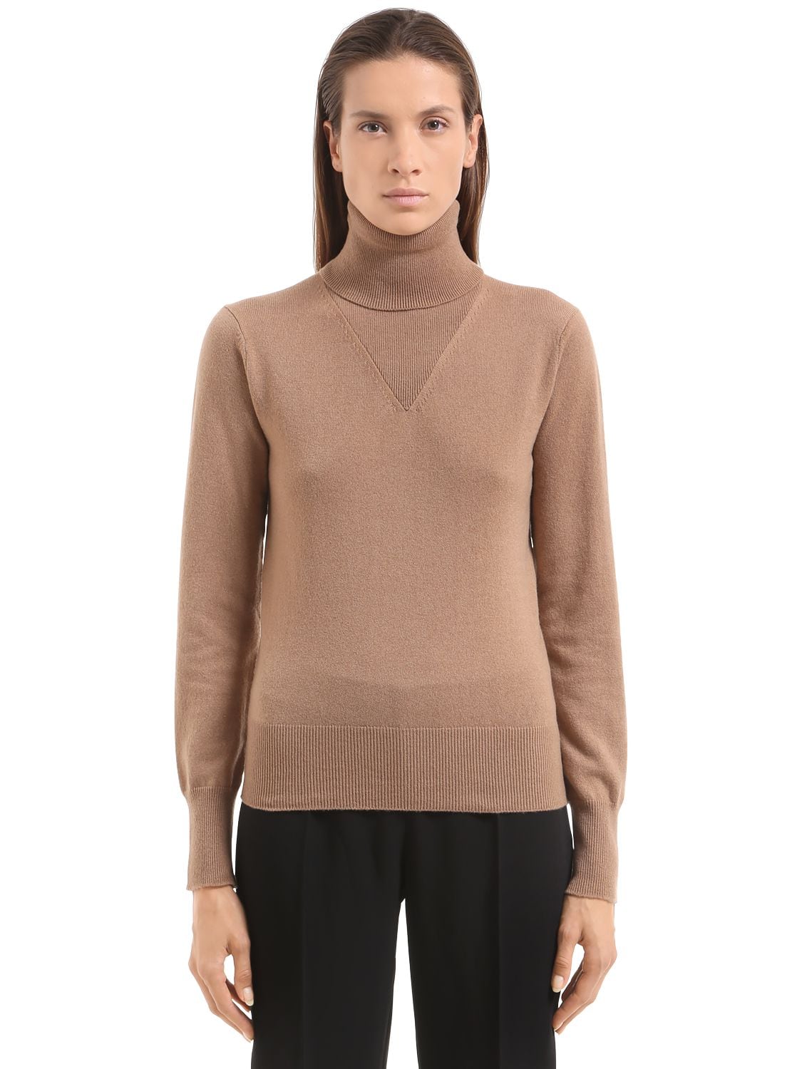 Agnona Cashmere Knit Sweater In Camel