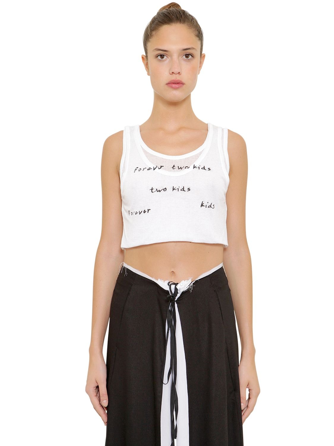 Ann Demeulemeester Forever Two Kids Ribbed Jersey Tank Top In White