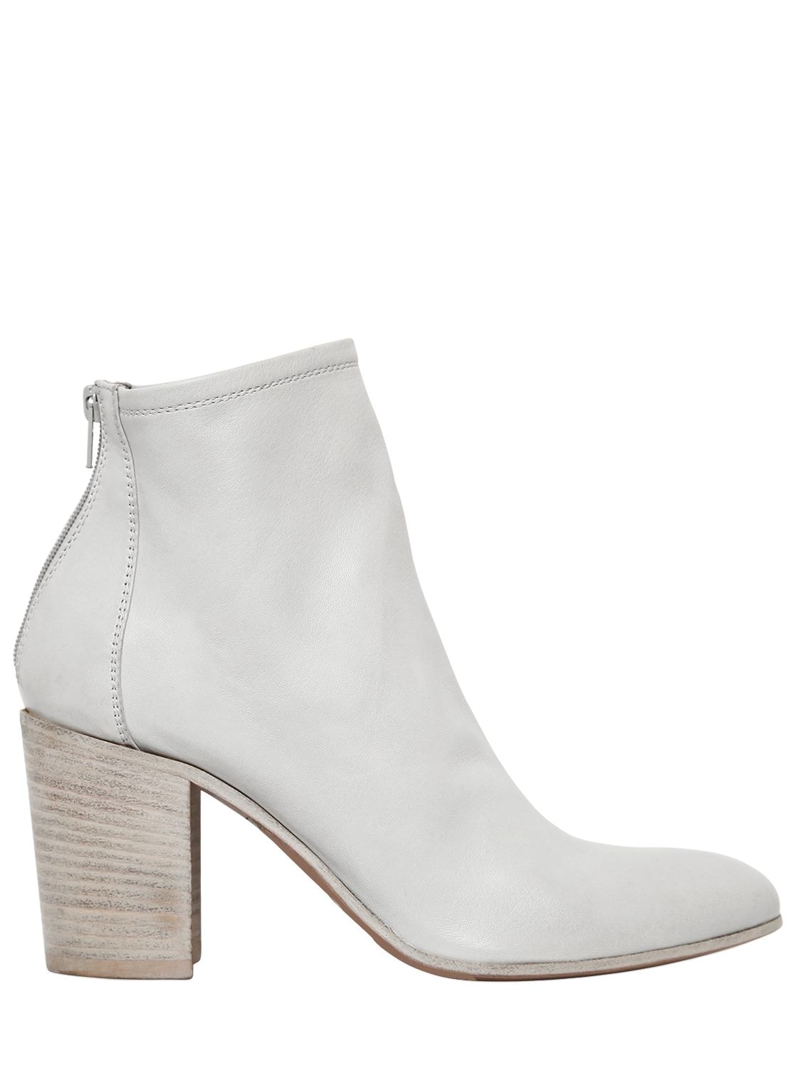 Strategia 70mm Leather Ankle Boots In Light Grey