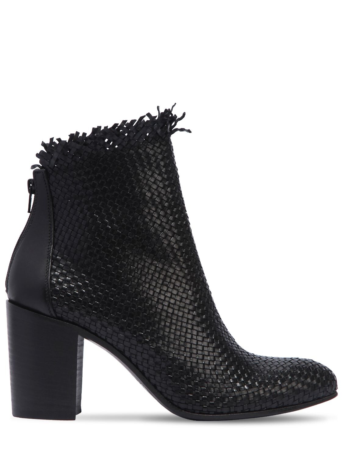 Strategia 80mm Woven Leather Ankle Boots In Black