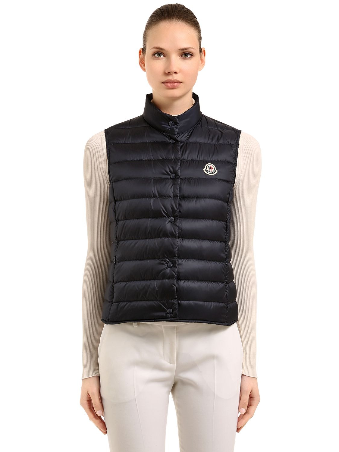Moncler Liane Quilted Nylon Down Vest In Navy
