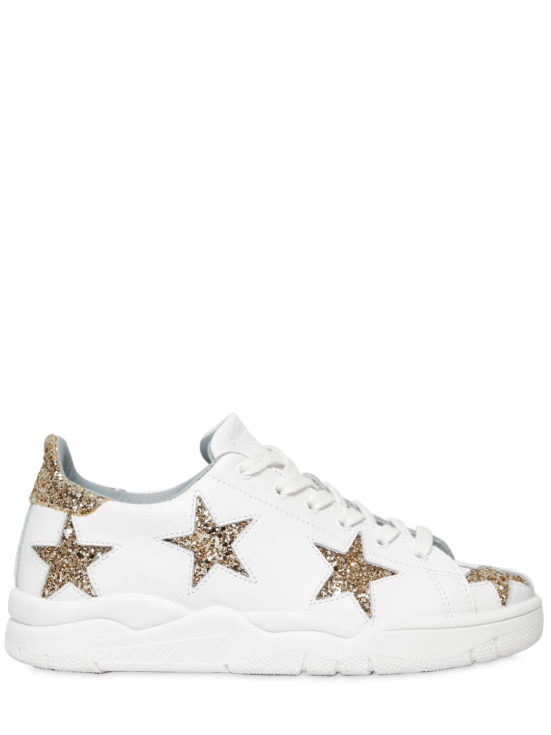 CHIARA FERRAGNI 20MM GLITTERED STARS LEATHER SNEAKERS,67I047013-V0hJVEUvR09MRA2