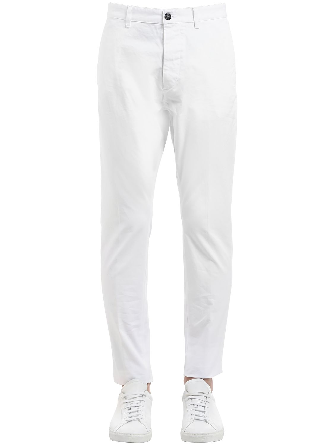 Dsquared2 16.5cm Hockney Fit Cotton Twill Pants In White