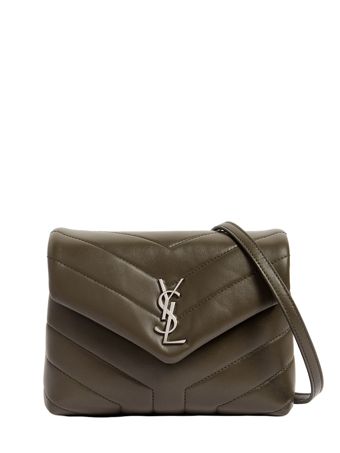 Saint Laurent Toy Loulou Monogram Leather Bag In Khaki