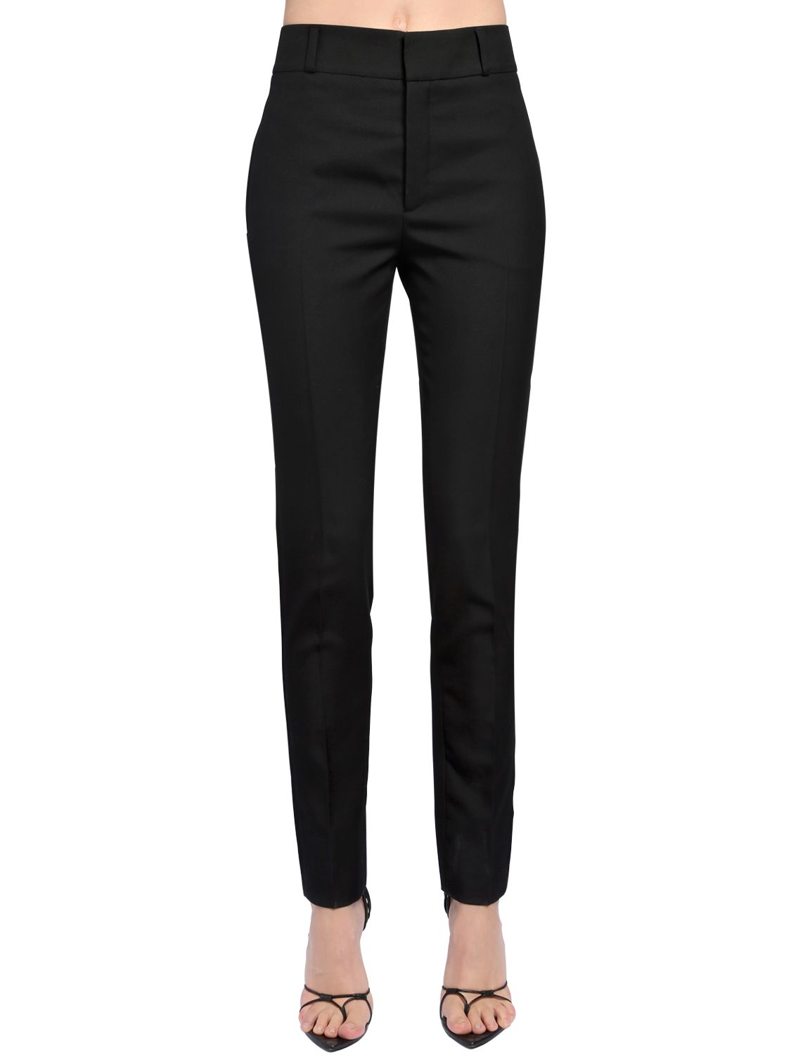 Saint Laurent Tapered High-waist Trousers In Black