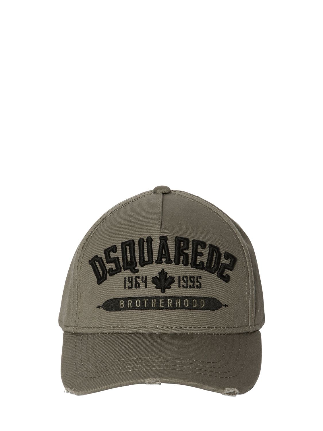 Dsquared2 Brotherhood Embroidered Canvas Hat In Army Green