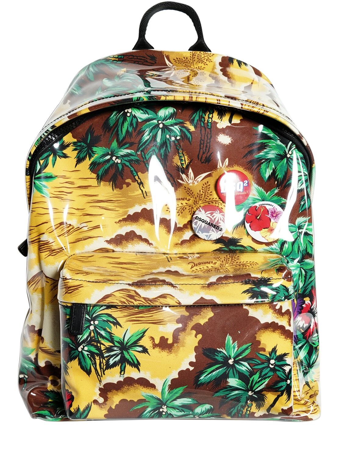 Dsquared2 Plastic Covered Printed Canvas Backpack In Multicolor