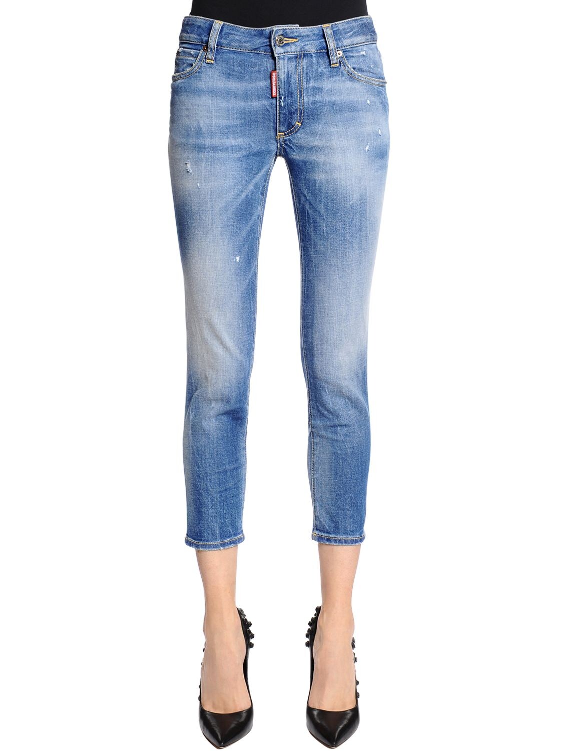 DSQUARED2 TWIGGY CROPPED FIT LIGHT DENIM JEANS,67I07Y040-NDCW0