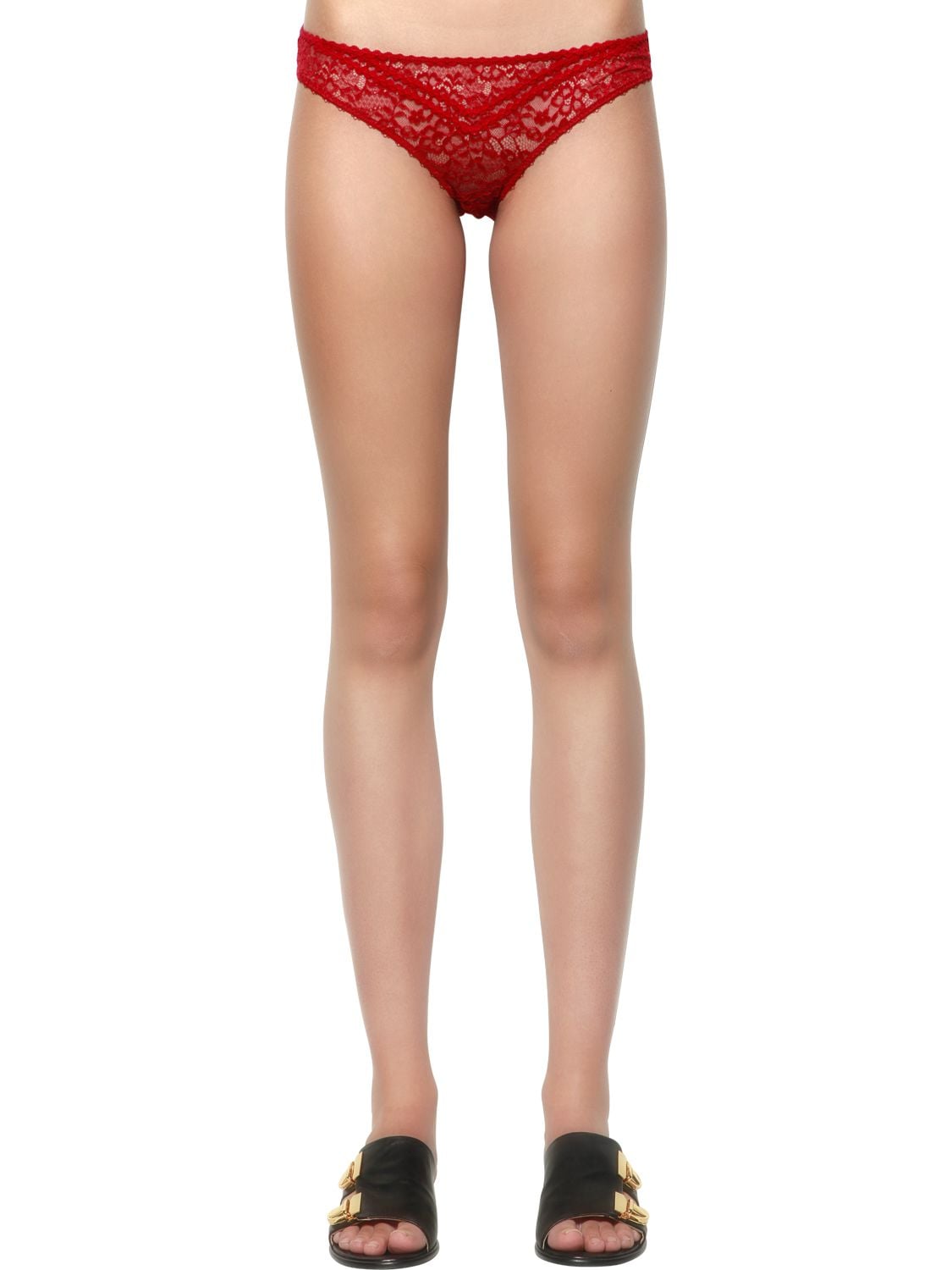 Stella Mccartney Lottie Lusting Stretch-lace Thong In Red