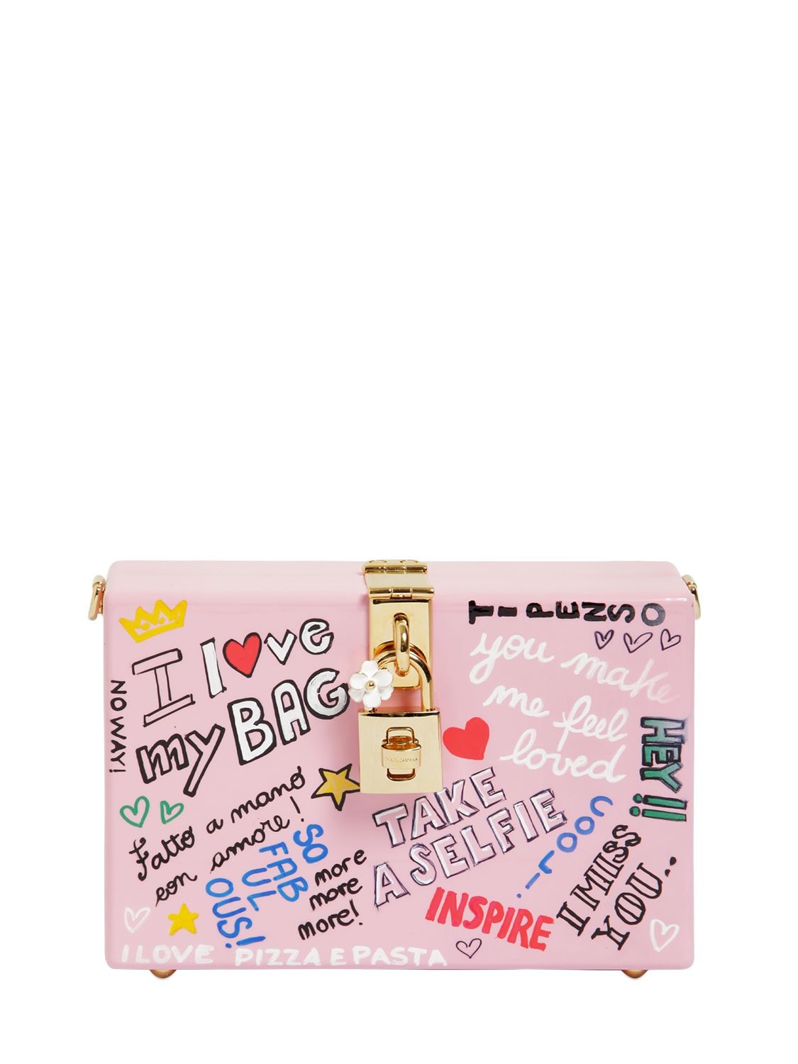 Dolce & Gabbana Dolce Box Graffiti Painted Wood Clutch In Pink | ModeSens