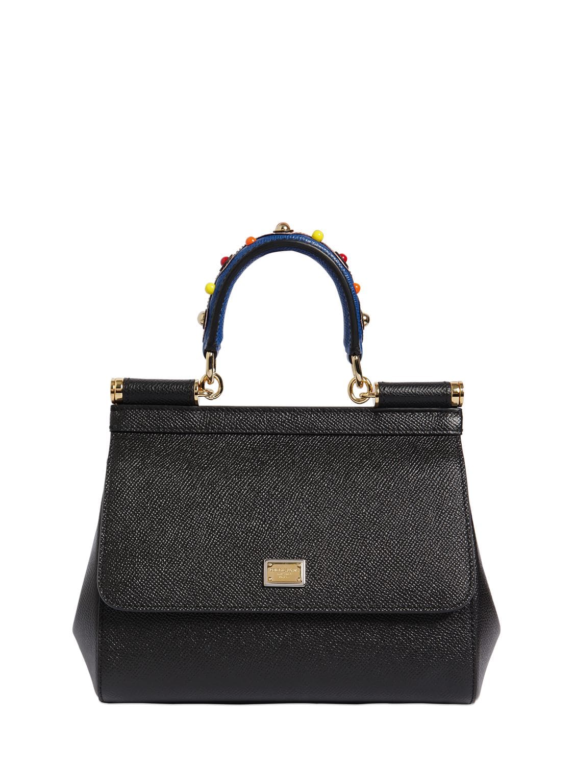 Dolce & Gabbana Small Sicily Dauphine Leather Bag In Black