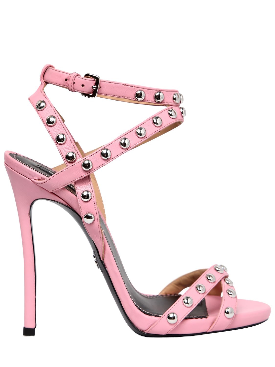 Dsquared2 90mm 50's Rock Studded Leather Sandals In Pink
