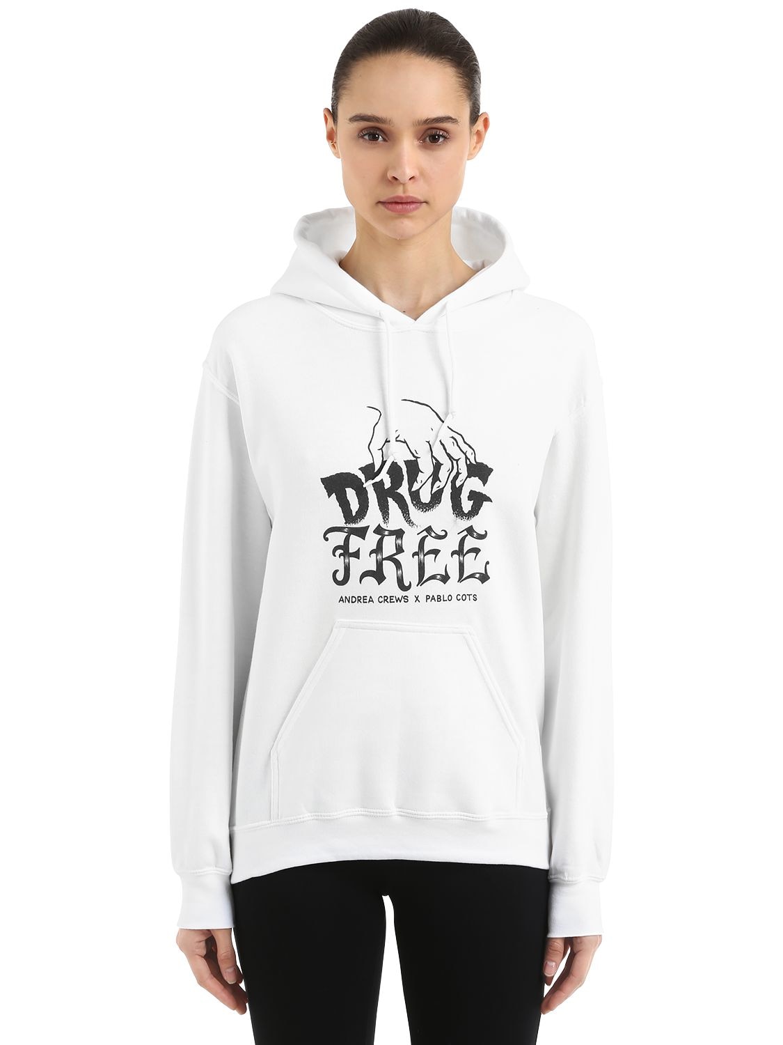 Andrea Crews Pablo Cots Drug Free Hooded Sweatshirt In White