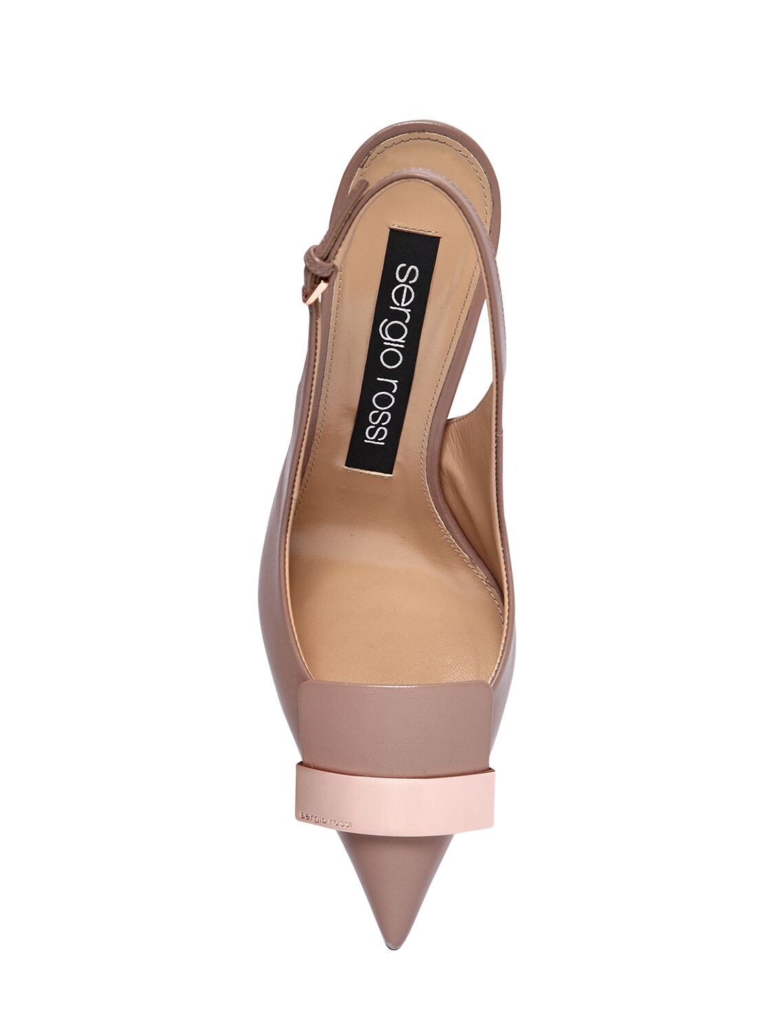 Shop Sergio Rossi 75mm Leather Slingback Pumps In Nude