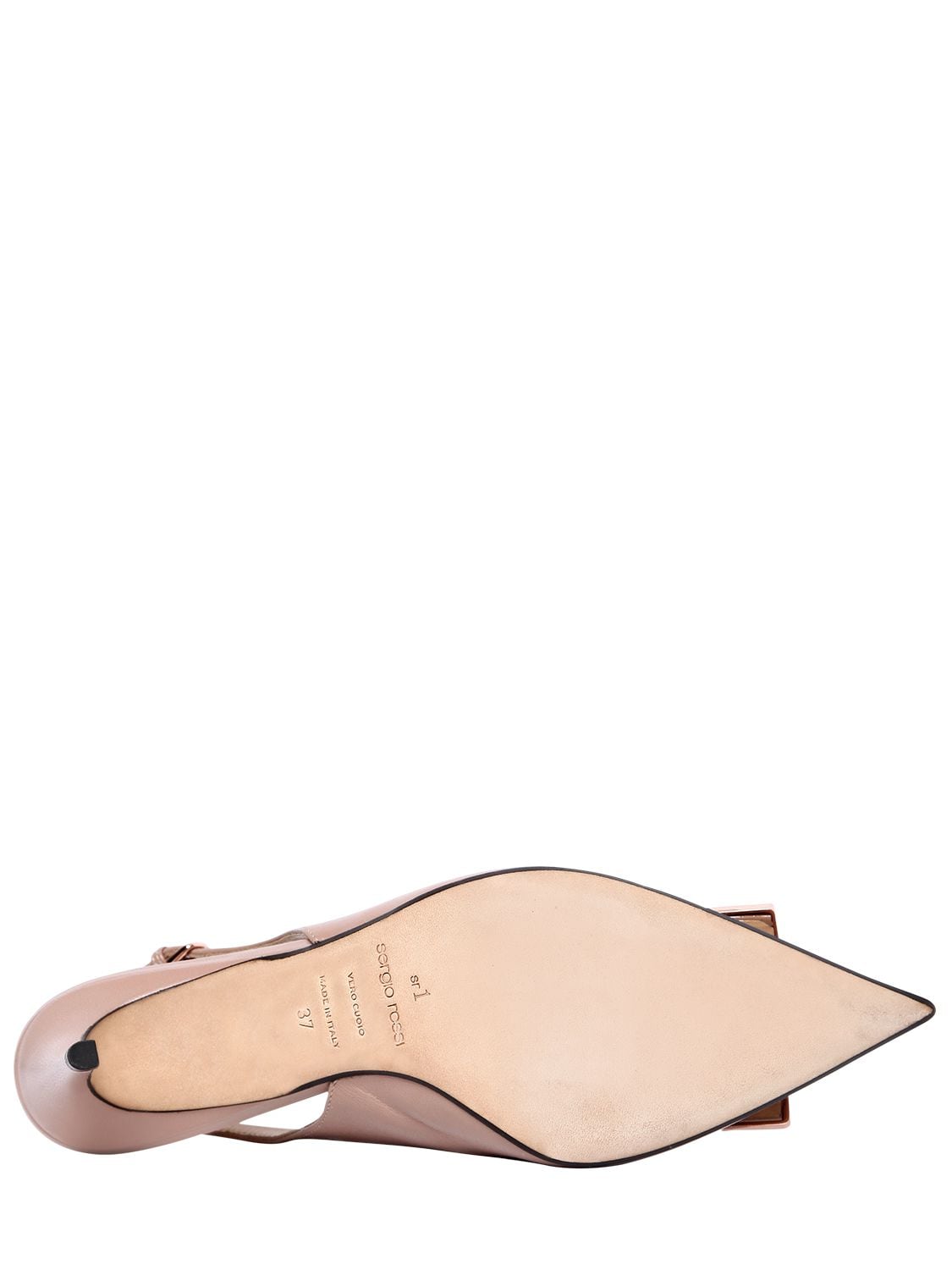 Shop Sergio Rossi 75mm Leather Slingback Pumps In Nude