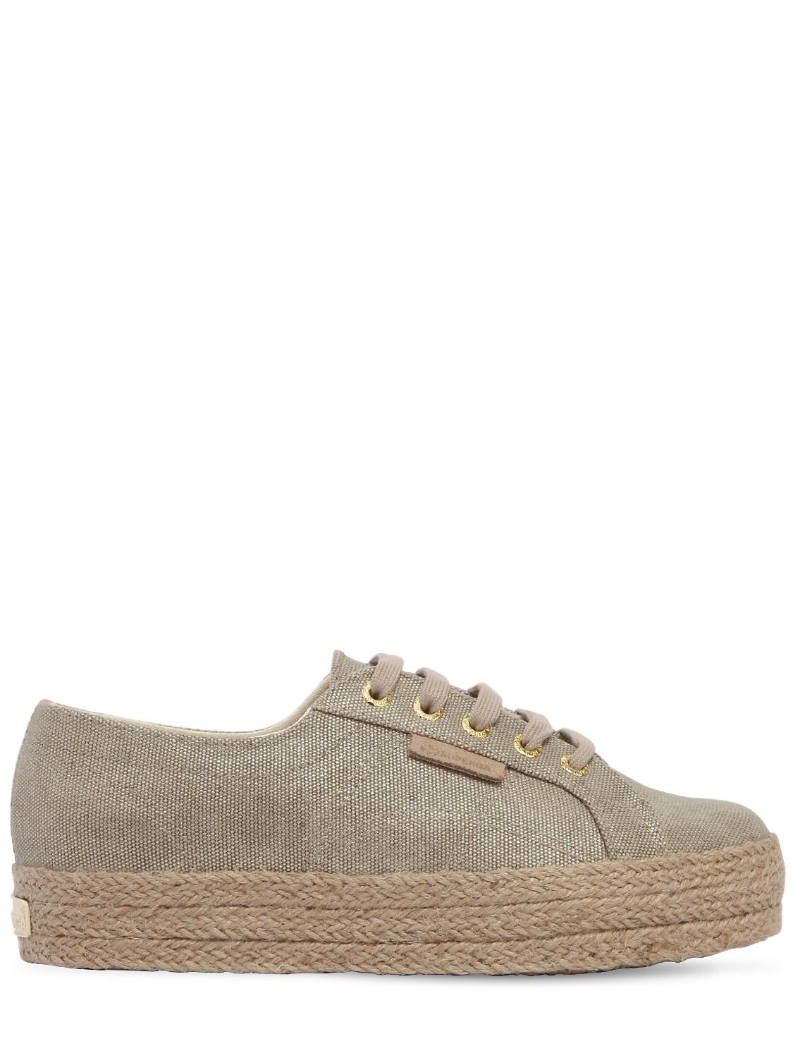 Superga 40mm Canvas Platform Sneakers In Sand