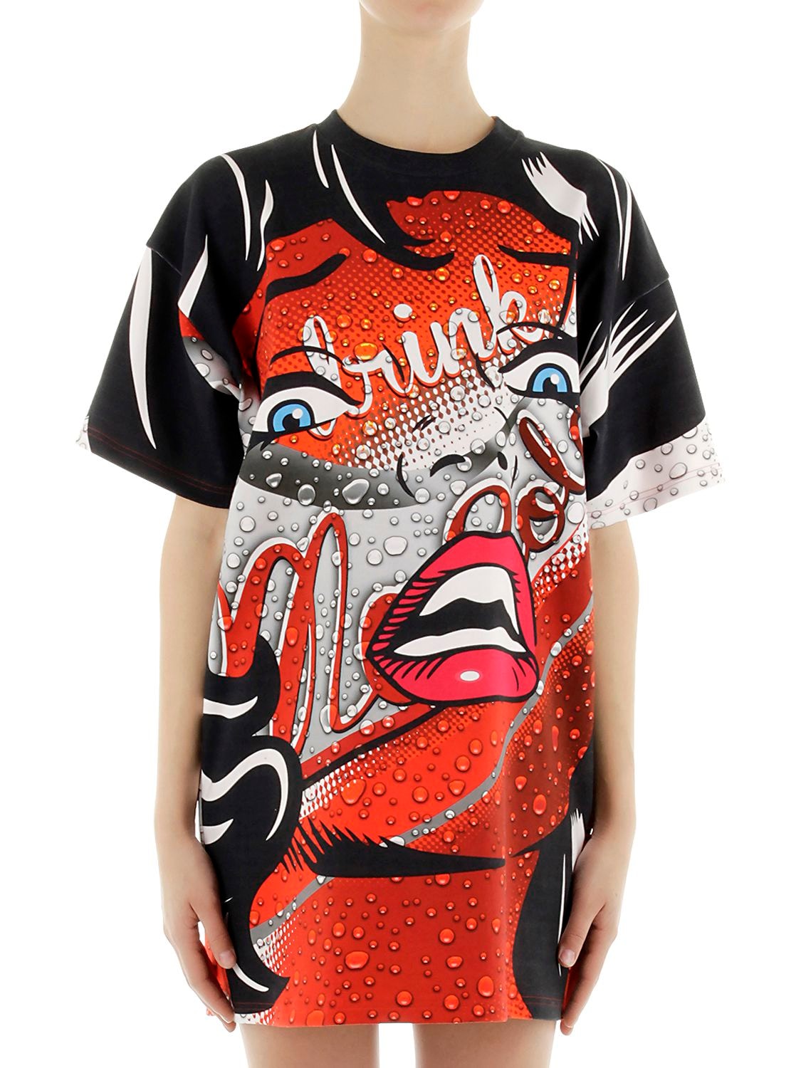 MOSCHINO EYES PRINTED JERSEY T-SHIRT DRESS,67I0UF005-MTEXNQ2