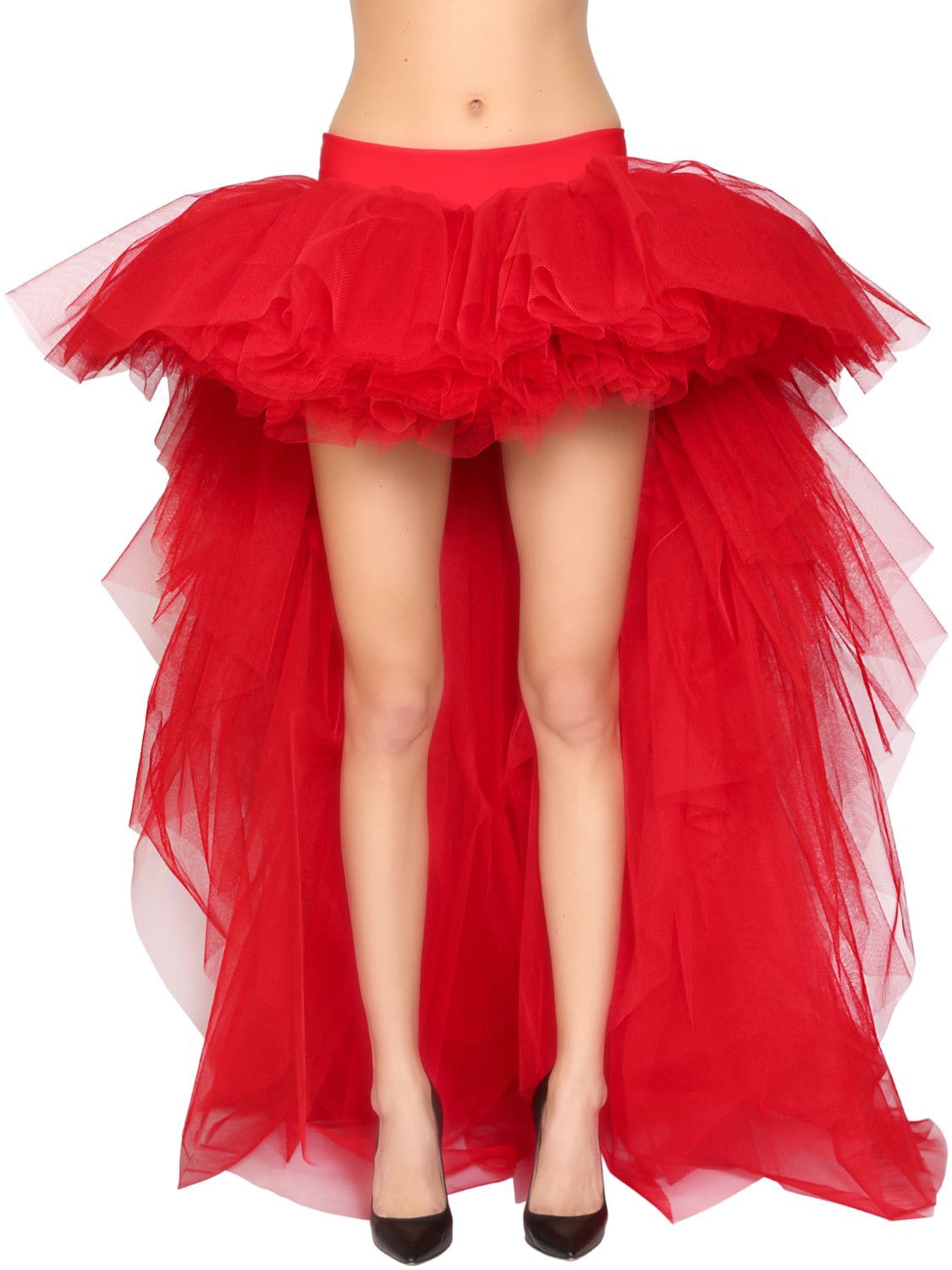Moschino Asymmetrical Tulle Skirt In Red