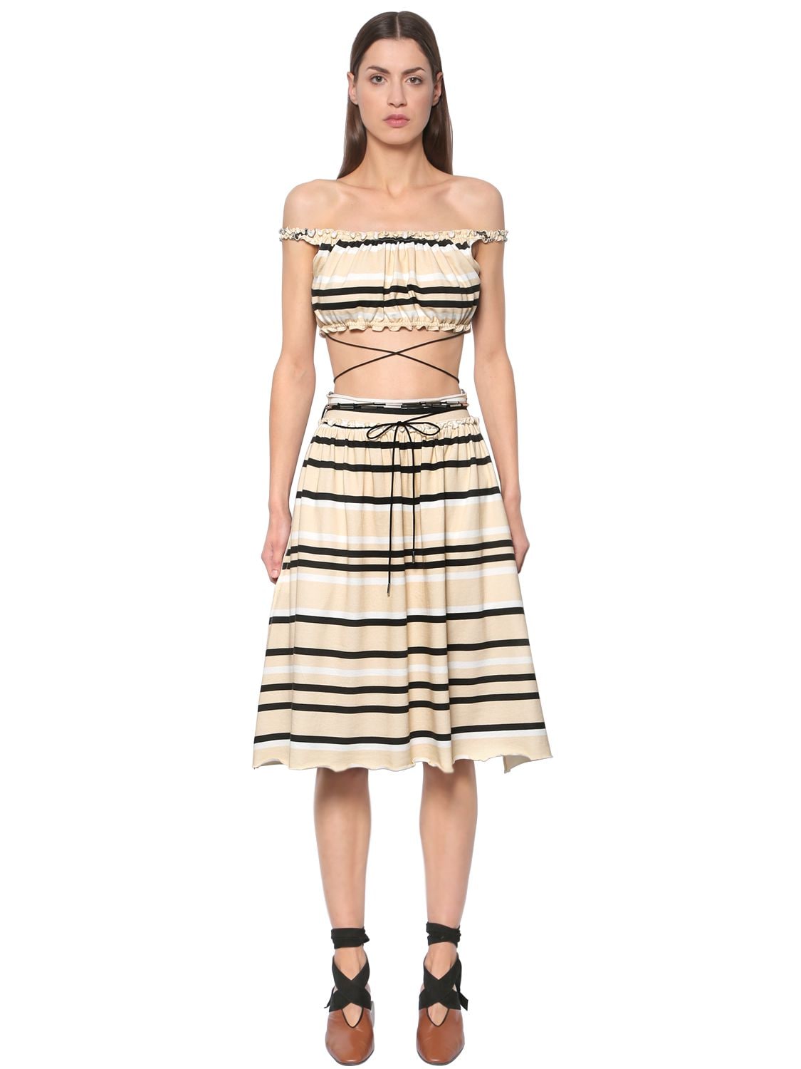 Striped Cotton Jersey Top & Skirt