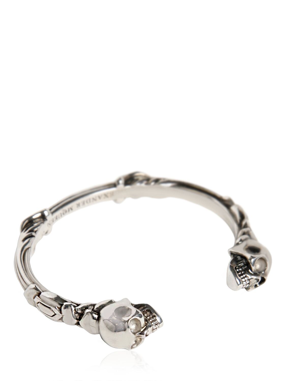 Alexander Mcqueen Skulls Cuff Bracelet In Silver